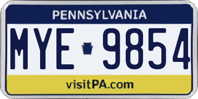 PA license plate MYE9854