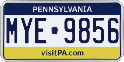 PA license plate MYE9856