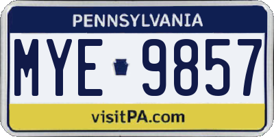 PA license plate MYE9857