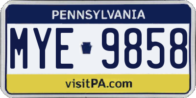 PA license plate MYE9858