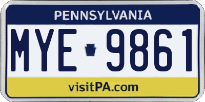 PA license plate MYE9861