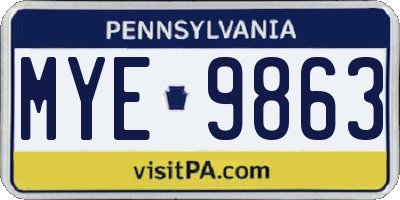 PA license plate MYE9863