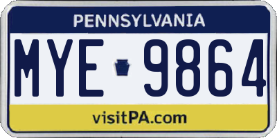 PA license plate MYE9864