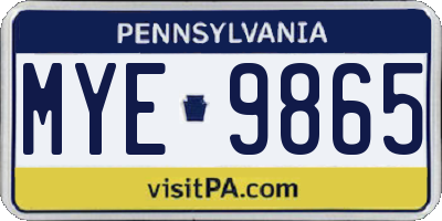 PA license plate MYE9865