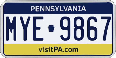 PA license plate MYE9867