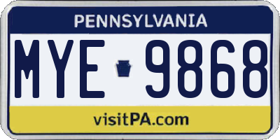 PA license plate MYE9868