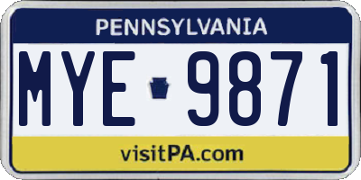 PA license plate MYE9871
