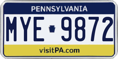 PA license plate MYE9872