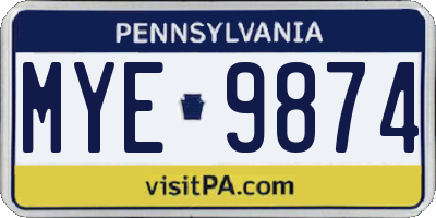 PA license plate MYE9874