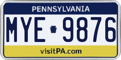 PA license plate MYE9876