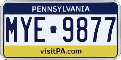 PA license plate MYE9877