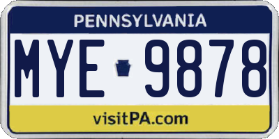 PA license plate MYE9878