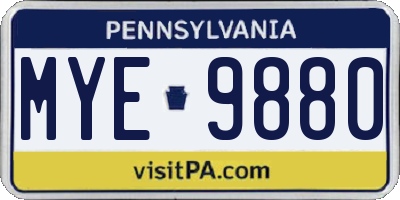 PA license plate MYE9880