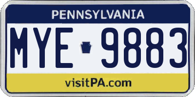 PA license plate MYE9883