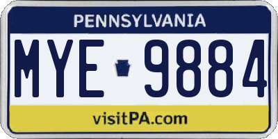 PA license plate MYE9884