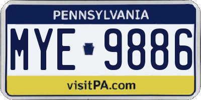 PA license plate MYE9886