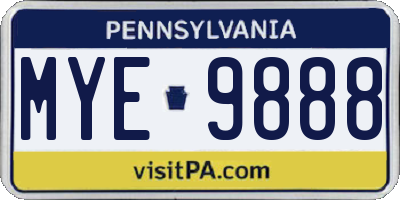 PA license plate MYE9888