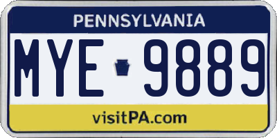 PA license plate MYE9889