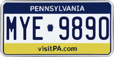 PA license plate MYE9890