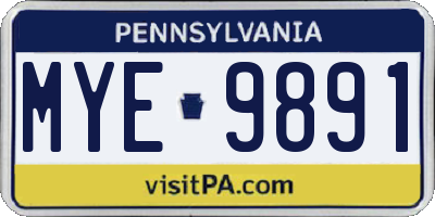 PA license plate MYE9891