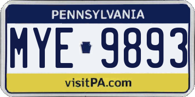 PA license plate MYE9893