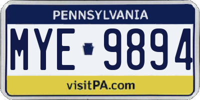 PA license plate MYE9894