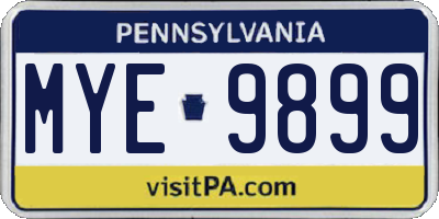 PA license plate MYE9899