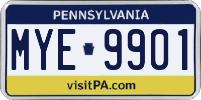 PA license plate MYE9901