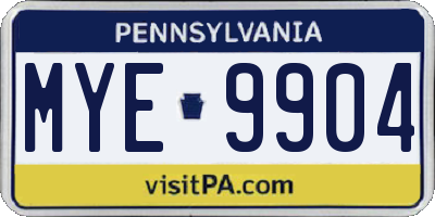 PA license plate MYE9904