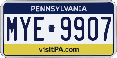 PA license plate MYE9907