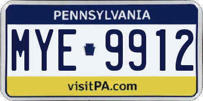 PA license plate MYE9912