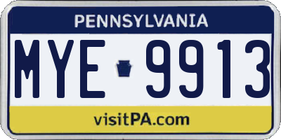 PA license plate MYE9913