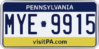 PA license plate MYE9915
