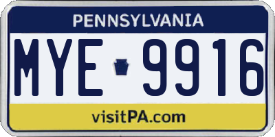 PA license plate MYE9916