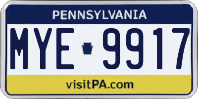 PA license plate MYE9917