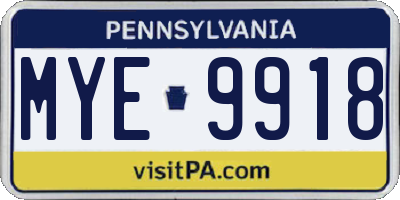 PA license plate MYE9918