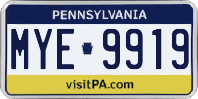 PA license plate MYE9919