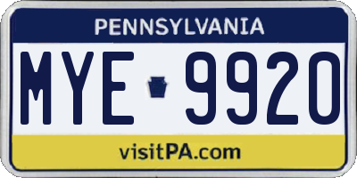 PA license plate MYE9920