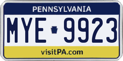 PA license plate MYE9923