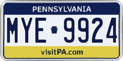 PA license plate MYE9924
