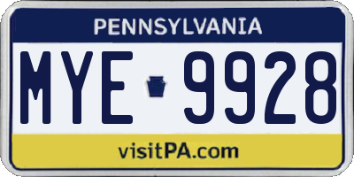 PA license plate MYE9928