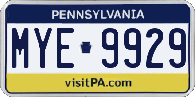 PA license plate MYE9929