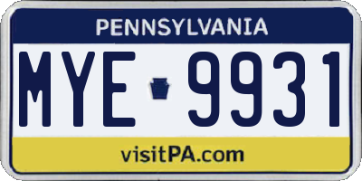 PA license plate MYE9931