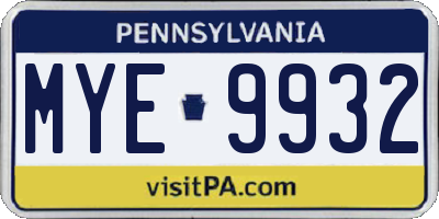 PA license plate MYE9932
