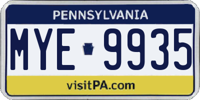 PA license plate MYE9935