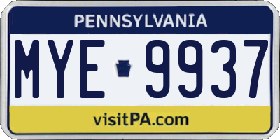 PA license plate MYE9937