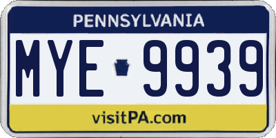 PA license plate MYE9939