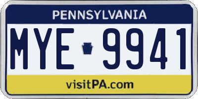 PA license plate MYE9941