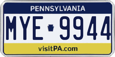 PA license plate MYE9944