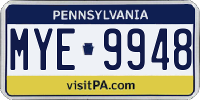 PA license plate MYE9948